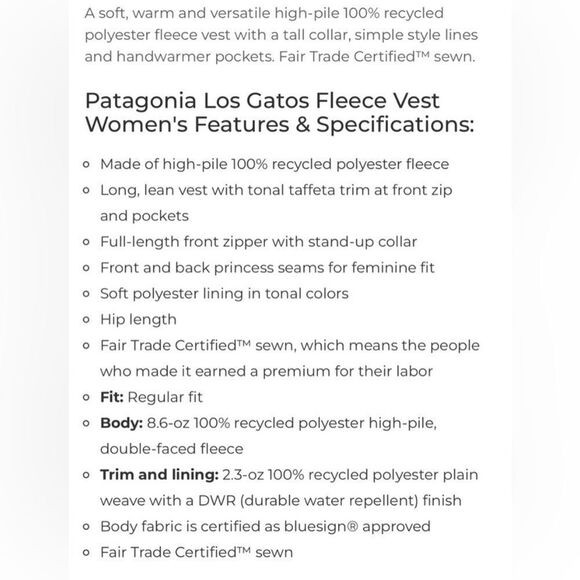 Patagonia, Los Gatos, Sherpa, vest, tan cream size medium - Picture 5 of 5